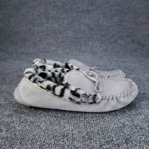 Ocean Coast Marley Shoes Women Size 9M Gray Faux Fur Moccasin Slippers Cozy Warm
